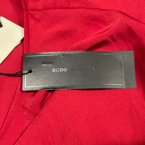 BCBGMAXAZRIA Red Iselin Midi Drape Dress Size Small - Picture 13 of 13